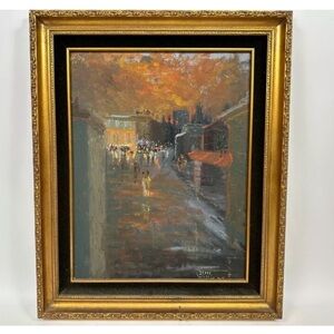 Mid-Century Abstract Oil Painting Jim Williams Original Titled Street Of Dreams'